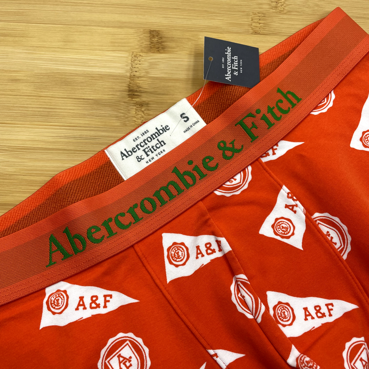 Abercrombie Fitch A&F Woodsfall Trail Orange Boxer Briefs Size