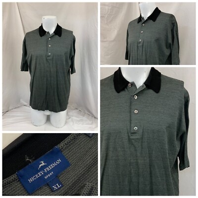 Hickey Freeman Polo Shirt XL Gray Cotton Made in Italy No Flaws YGI S1-172