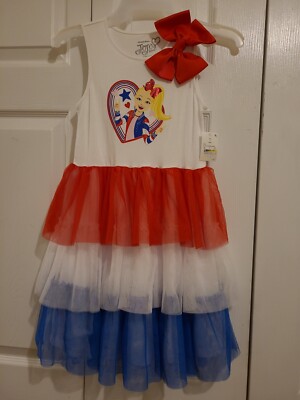 jojo siwa blue dress Nickelodeon 4th Of July Red/White/Blue Sleeveless Dress-Sz14-16 New Size:6/12m