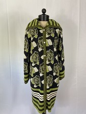 Missoni Size Medium Green Black Knit Car Coat Made In Italy