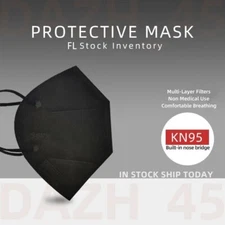 50/100Pcs Black KN95 Face Mask 5 Layer Disposable Mask FLship