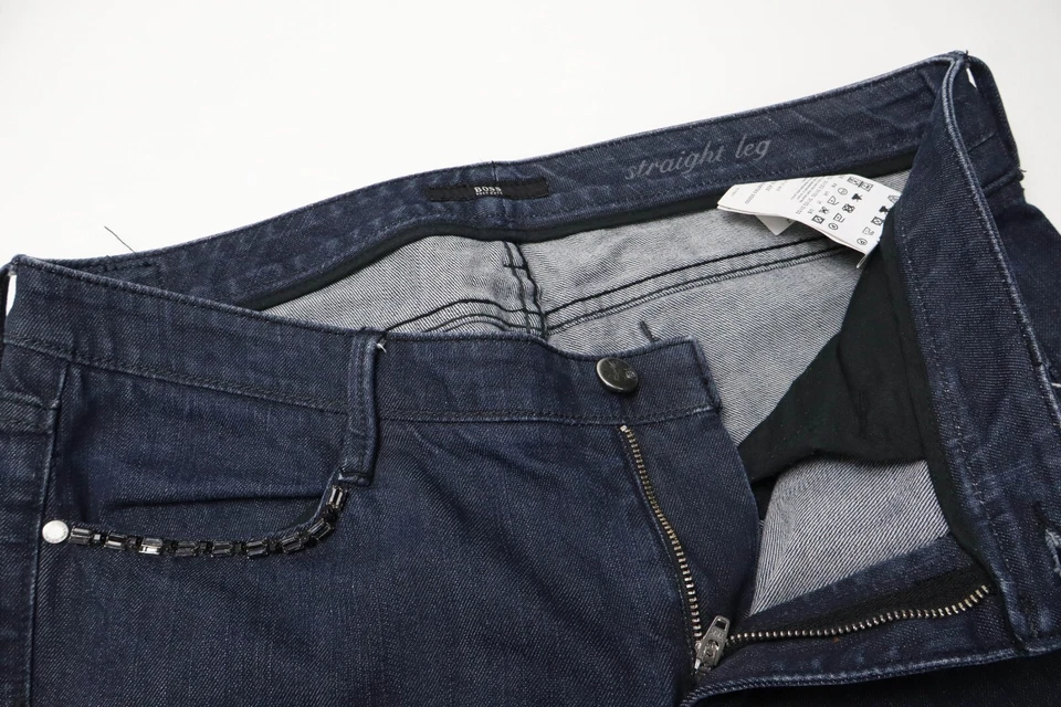 Hugo Boss Straight Leg Vaqueros de Mujer W31/L32 Azul Oscuro Cremallera Estirar - Imagen 4 de 4