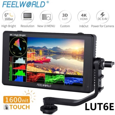 FEELWORLD LUT6E 6 inch 1600nit HDMI Field Video Monitor Touch Screen 3D LUT IPS