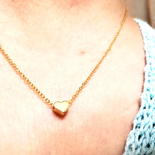 High quality Dainty gold cute tiny heart Minimalist 16K gold