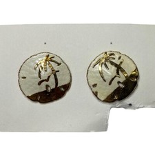 Sand Dollar Earrings Stud Gold Dip Approx. 1 Beach