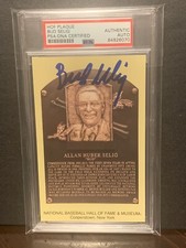 Bud Selig Auto Gold HOF Cancelled Plaque Postcard Yellow PSA Commissioner