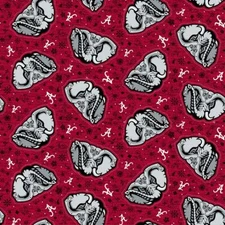 Alabama Crimson Tide Cotton Fabric with Sugar Skull Print-Sold By The Yard