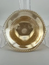 Small Iridescent 3 Footed Bowl Jeanette Anniversary Style Depression Glass Gold