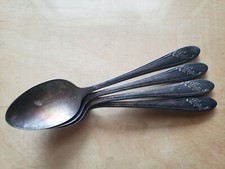 4 ANTIQUE,VINTAGE COLLECTIBLE SPOONS 6" ONEIDA COMMUNITY TUDOR SILVER PLATE
