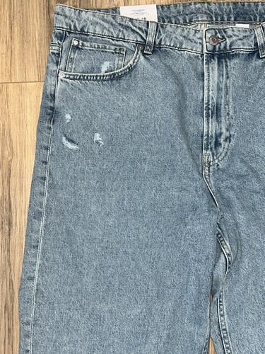 NEW High Waist Denim Blue Jeans H&M Womens Size 16 Distressed 38 In Waist Light - 第 8/12 張圖片