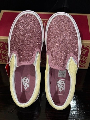 NEW Vans Classic Slip On x Kids Size 2.5 Shoes GLITTER Canvas Sneakers - Picture 9 of 20