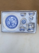 Vintage Miniature Blue White Ceramic Tea Set Taiwan Vtg Tiny Small