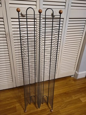 Vintage Grey Wire CD Tower Rack Stand Holds 120 CDs 38  Tall Y2K Media Storage