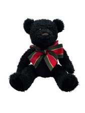 Dan Dee Collectors Choice Black Teddy Bear Plush Stuffed Animal Red Green Bow