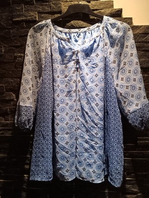Damen Bluse Tunika Shirt Gr. 2XL Blau St.John S Bay Top Zustand Neuwertig