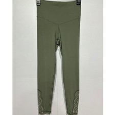 Aerie Leggings Womens Medium Olive Green High Waisted Laser Cut Chill Play Move