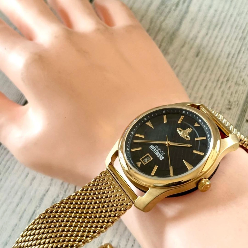 Мужские наручные часы Vivienne Westwood VV185BKGD с сетчатым ремешком и замененным аккумулятором - Изображение 4 из 4