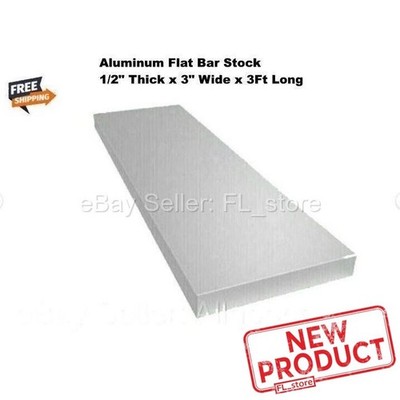 1/2'' Thick Aluminum Flat Bar Stock 3'' Wide x 3 Feet Long Unpolished Finish Alloy