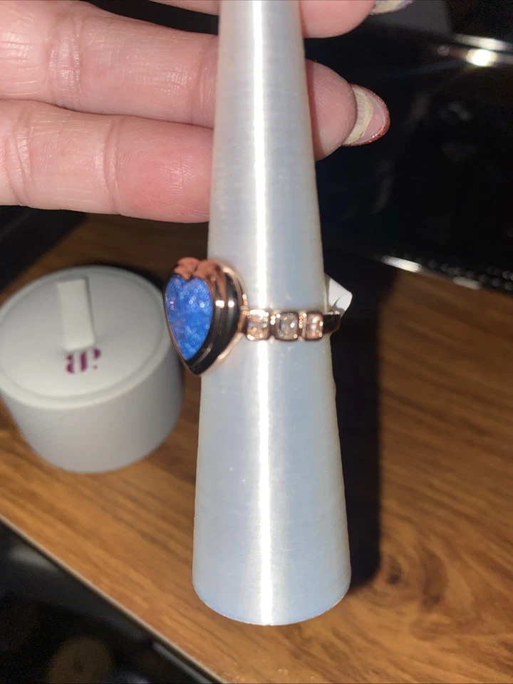 Anillo Bomb Party Talla 6 RG97162 Quemado Lento Brillo Suave LC Aqua Azul Hielo Cristal Rosa Foto 3 de 3