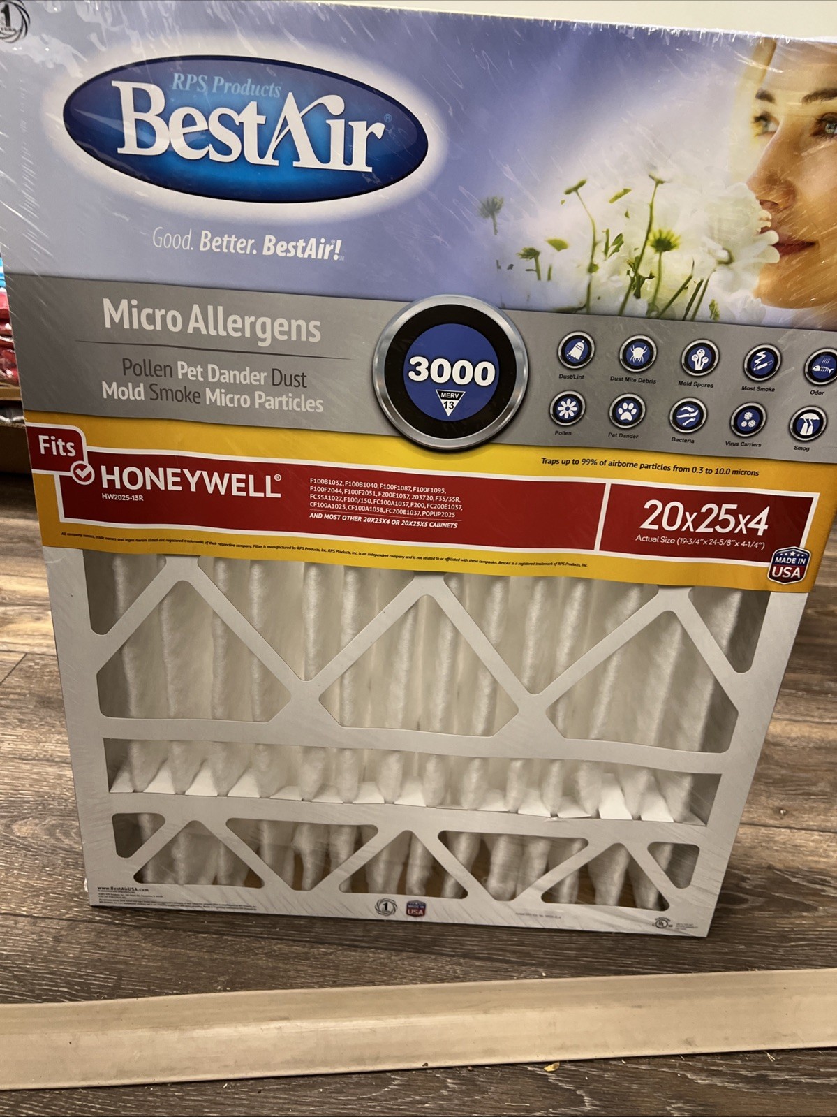 BestAir HW2025-13R 13 MERV Pleated Air Filter 20 W x 25 H x 