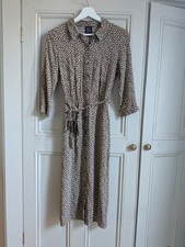 Leopard Print Midi Shirt Dress, Tie Waist, Pockets, Editor's Cut, Size 8 UK
