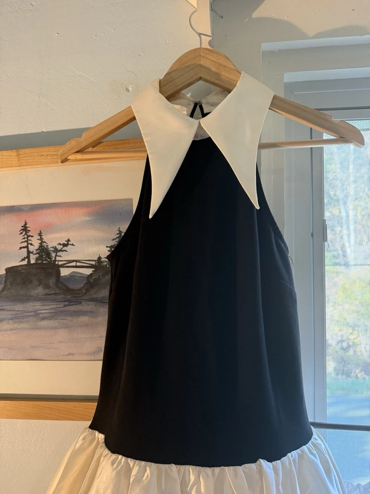 Maxi Vestido Anthropologie Sin Mangas Cuello Talla Pequeña Negro Y Marfil Nuevo Foto 3 de 4