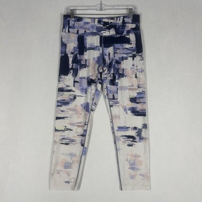 Calvin Klein Performance Ankle Legging Womens Large Blue White Abstract Print