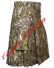 Multicamo Hybrid Utility Kilt Camouflage Cargo, Tactical Style Custom Size kilts