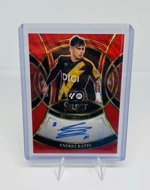 2025-26 Panini Select La Liga Andrei Ratiu Red Prizm Auto #S-ARA Rayo Vallecano