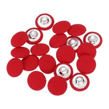 20Pcs Fabric Cloth Covered Button, 15mm 24L Metal Shank Buttons, Red