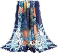 100 Silk Scarf 43" Large Square Shawl Women Hair Wraps-Gift Packed