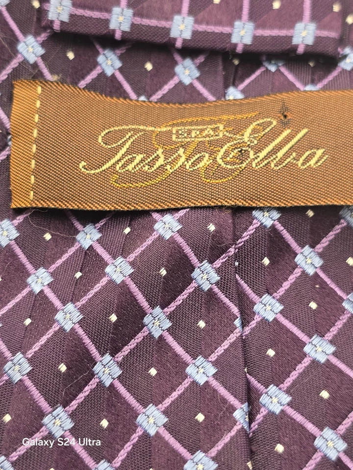 Corbata de cuello a cuadros azul Tasso Elba para hombre Foto 2 de 2
