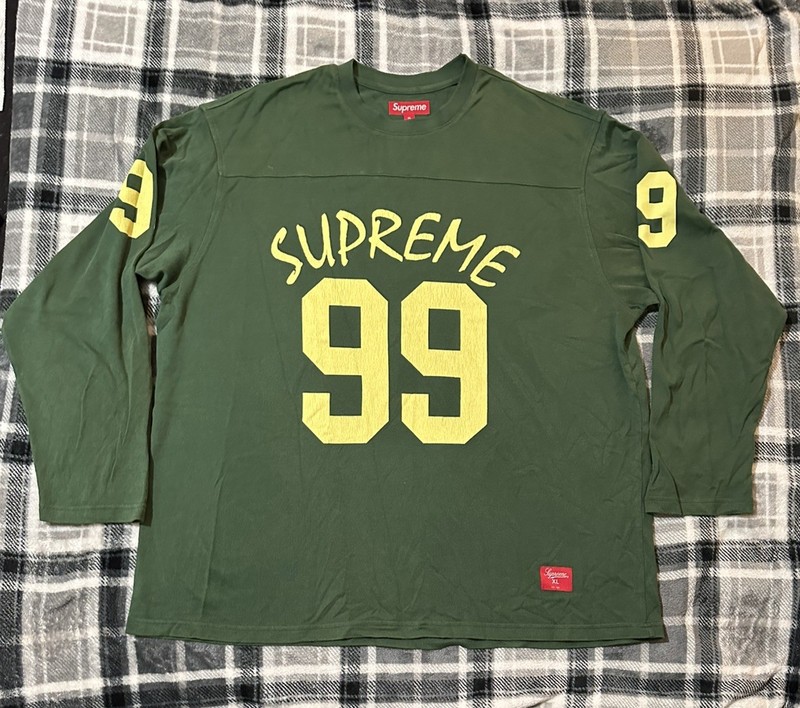 Supreme 99 L/S Football Top Green Sz XL SS24 box logo green bay packers jersey 