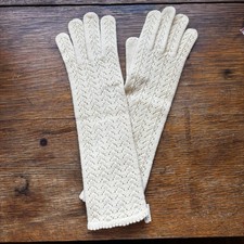 VTG Knit Worsted Wool Gloves Cream Long New NOS Granny Cottage Core Bridal Retro