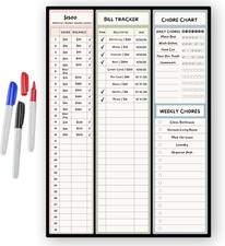 Magnetic Dry Erase Budget Planner and Bill Organizer  10" x 14" Whiteboard Cale