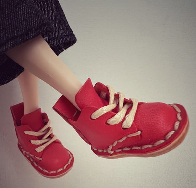Blythe Puppenstiefel Handarbeit Lederstiefel rote Schuhe für Ob 22 & OB 24