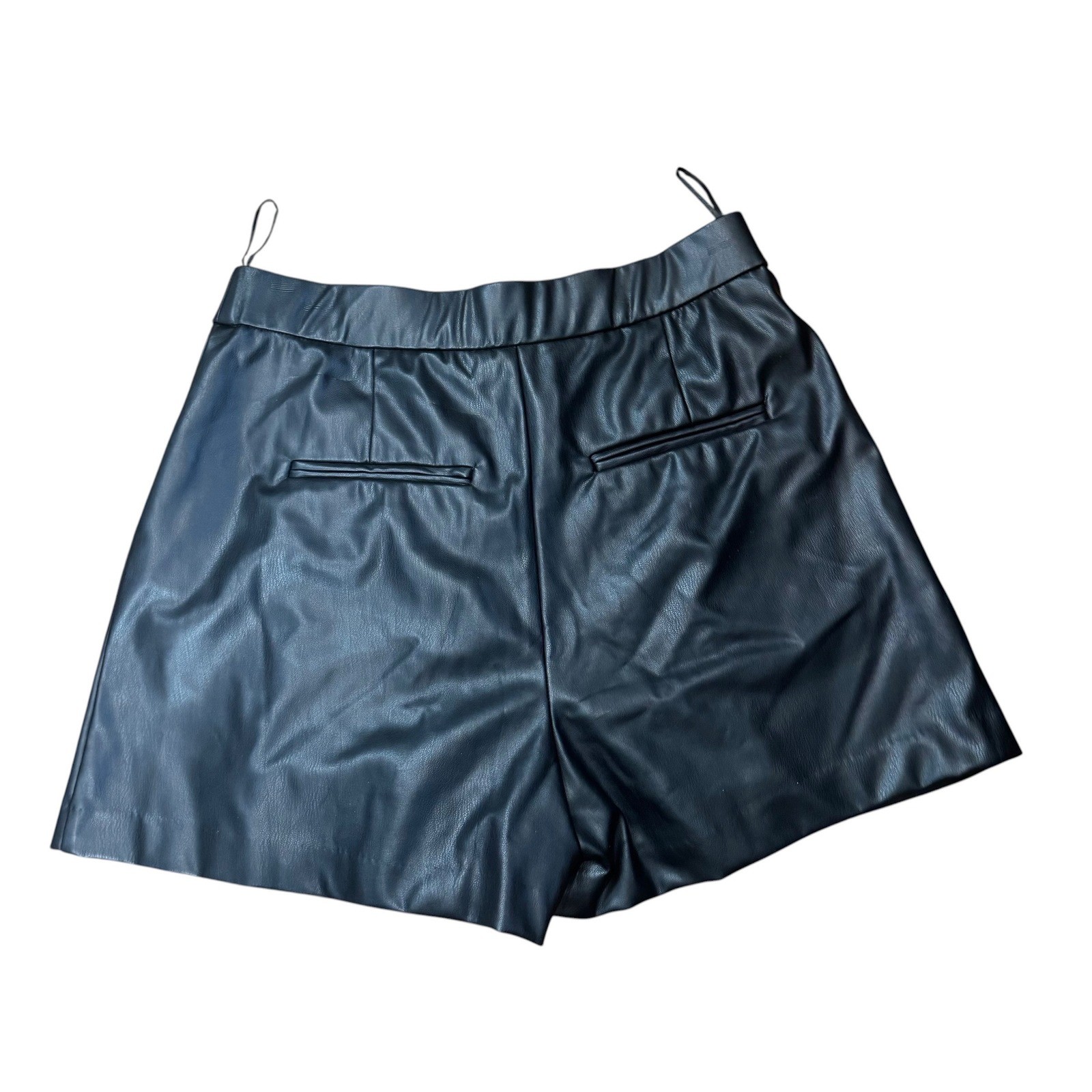 Zara Black Faux Leather High Waisted Shorts Vegan Leather Size M 28 image 5