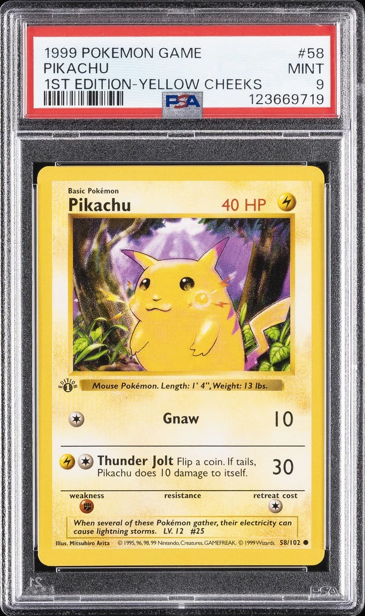 Pokémon TCG Base Set Pikachu Grade 9 Individual Collectible Card