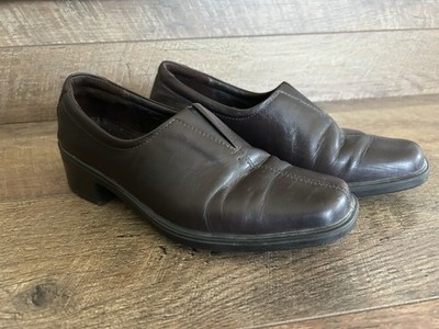 Ecco Light Women s Slip On Loafers Sz 37 EU (6.5us) Brown Shock Point Leather 