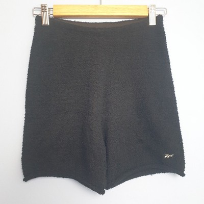 Reebok Shorts Damen UK 12 schwarz gemütlicher Boden Freizeit Lounge Freizeit Athleisure