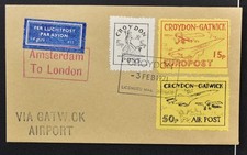 ENGLAND - Netherlands 1971 CONCORDE, Croydon Gatwick Postal Strike Label o Cover