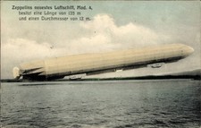 Ak Zeppelins neuestes Luftschiff, Modell 4, Z 4, über dem Bodensee - 11074143