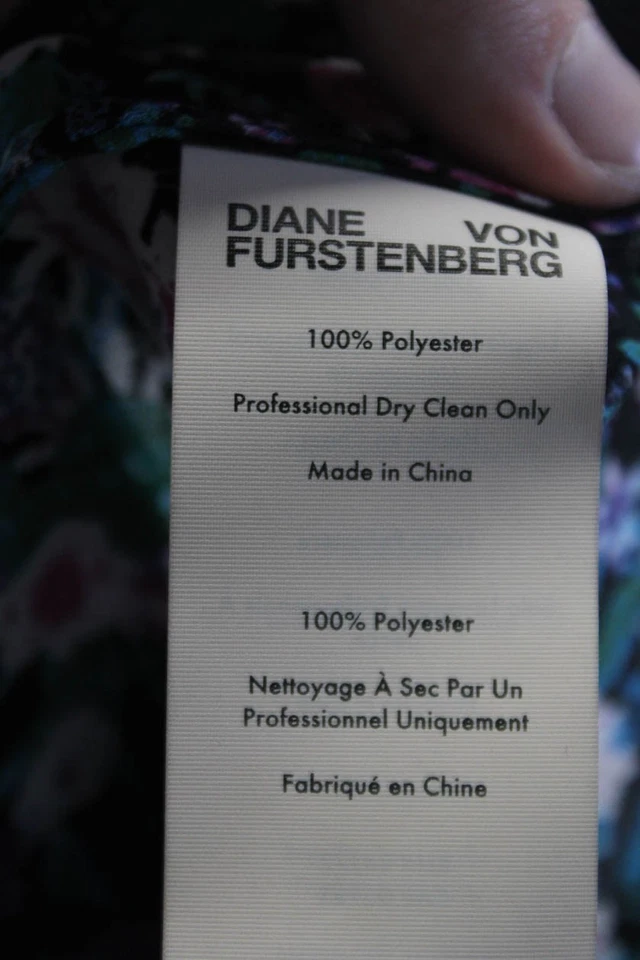 Diane Von Furstenberg Mujer Seda Cuello en V Correa de Espagueti Floral Tanque Negro Talla Foto 4 de 4