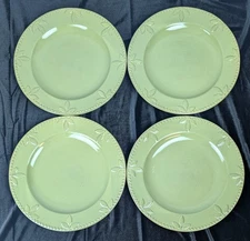 Set of 4 Heartland Dinnerware Green Leaf Beaded Rim 11-1/4" Plates At Home