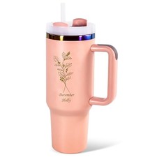 Birthday Gifts for Women, 40 oz Tumblers with Birth Month Flower, L-December