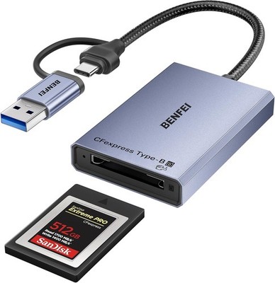 BENFEI CFexpress Kartenleser Typ-B mit USB 3.2 (Gen 2) 10 Gbit/s, USB-C&USB-A