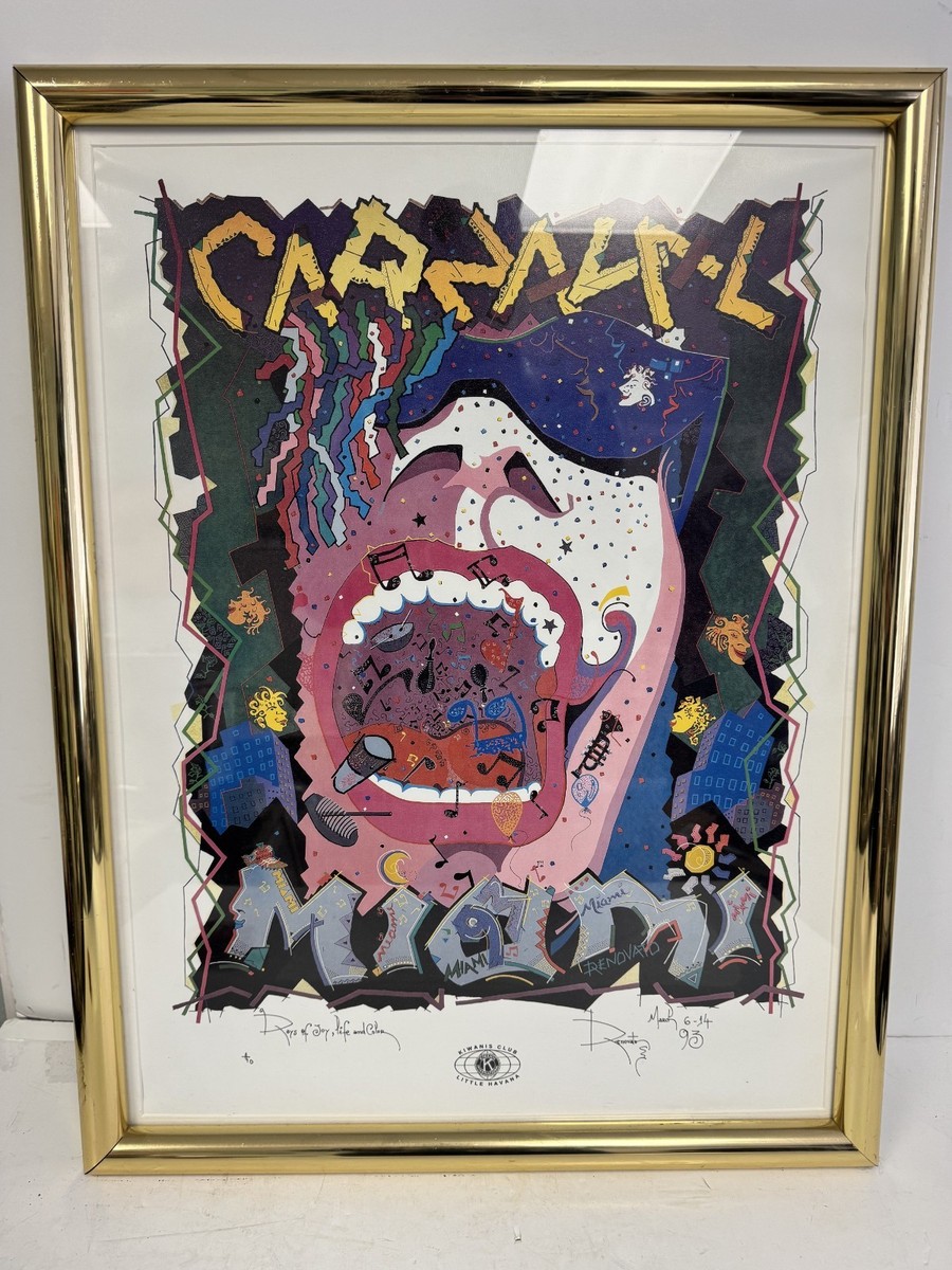 Vintage Carnaval Miami 1993 Poster Renovato Days of Joy Framed
