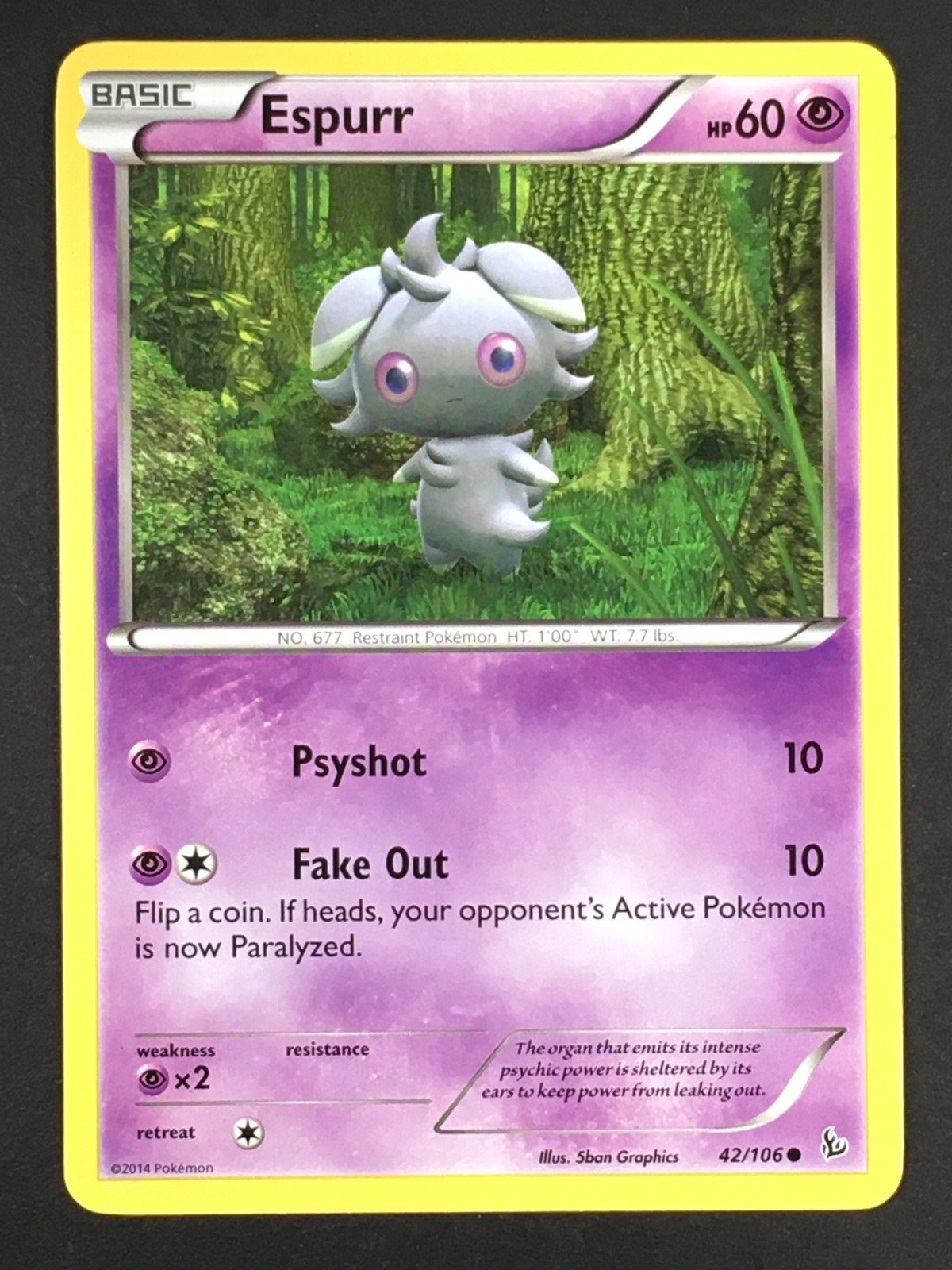 Pokemon TCG Espurr 42/106 XY Flashfire Regular Common LP