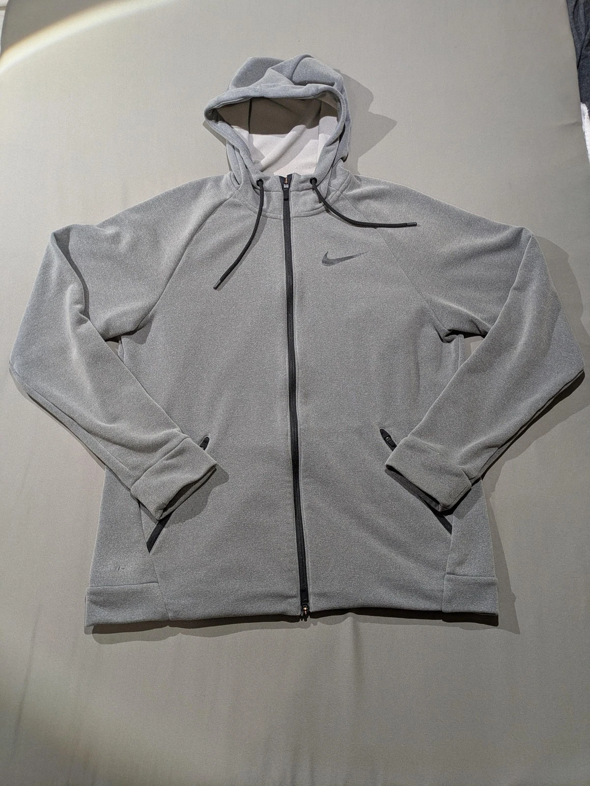 Nike Tech Hoodie Mens Large Gray Full Zip Fleece Jacket Therma Swoosh 833898-038