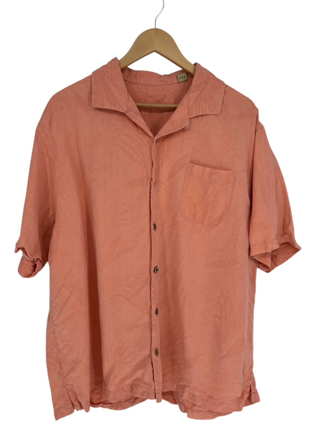 Tommy Bahama Men's Shirt XL Extra Large Peach Tropical Silk Resortcore